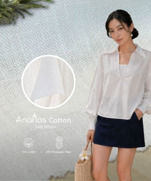 Ananas Cotton Pineapple Twill White Fabric