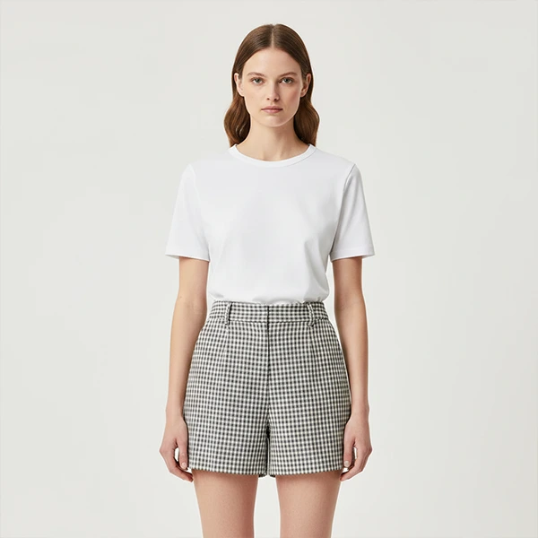 Vải Dứa Ananas Dệt Dobby Caro – Nâu 9 Vải dứa Ananas Dệt thoi DOBB BROWN CHECK may Women Tailored Shorts