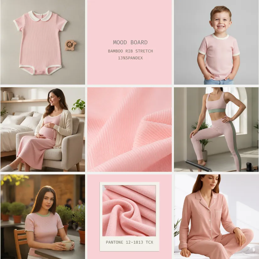 VẢI BAMBOO 87% SPANDEX 13% RIB CO GIÃN 4 CHIỀU 13 Aplication Bamboo Rib Stretch 13%spandex Pantone 12-1813 TCX